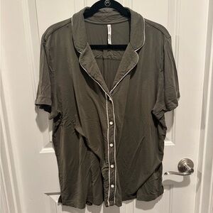 Soma Cool Nights Olive Short-Sleeve Button-Up Pajama Top Size XXL